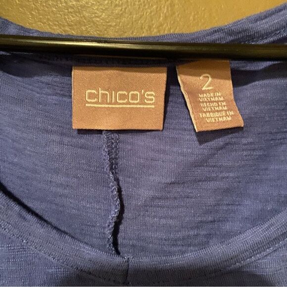 Chico’s Studded Shoulder Corinth Blue 3/4 Length Sleeves Large - Picture 5 of 7